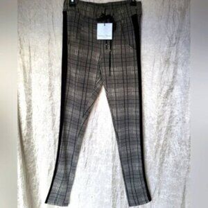 Angela Mara High Rise Slim Plaid Velvet Pants NWT Sz Small